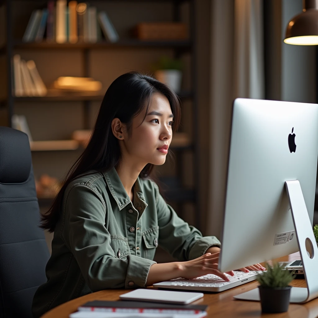 Asian woman doing web design