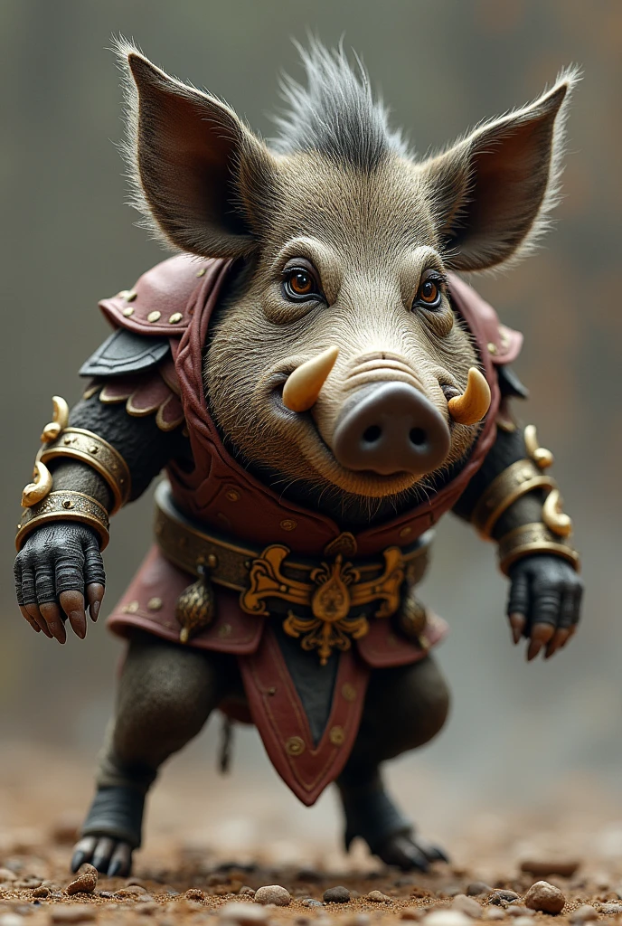 A ferocious wild boar in a fighting pose, with warrior-like ornaments.