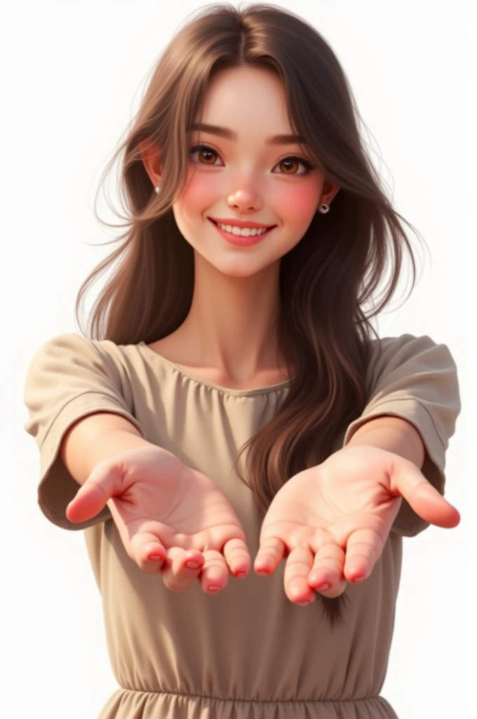 Make a girl welcoming by joining her both hands. Background must be removed and its should be in png format. Resolution is 280×528