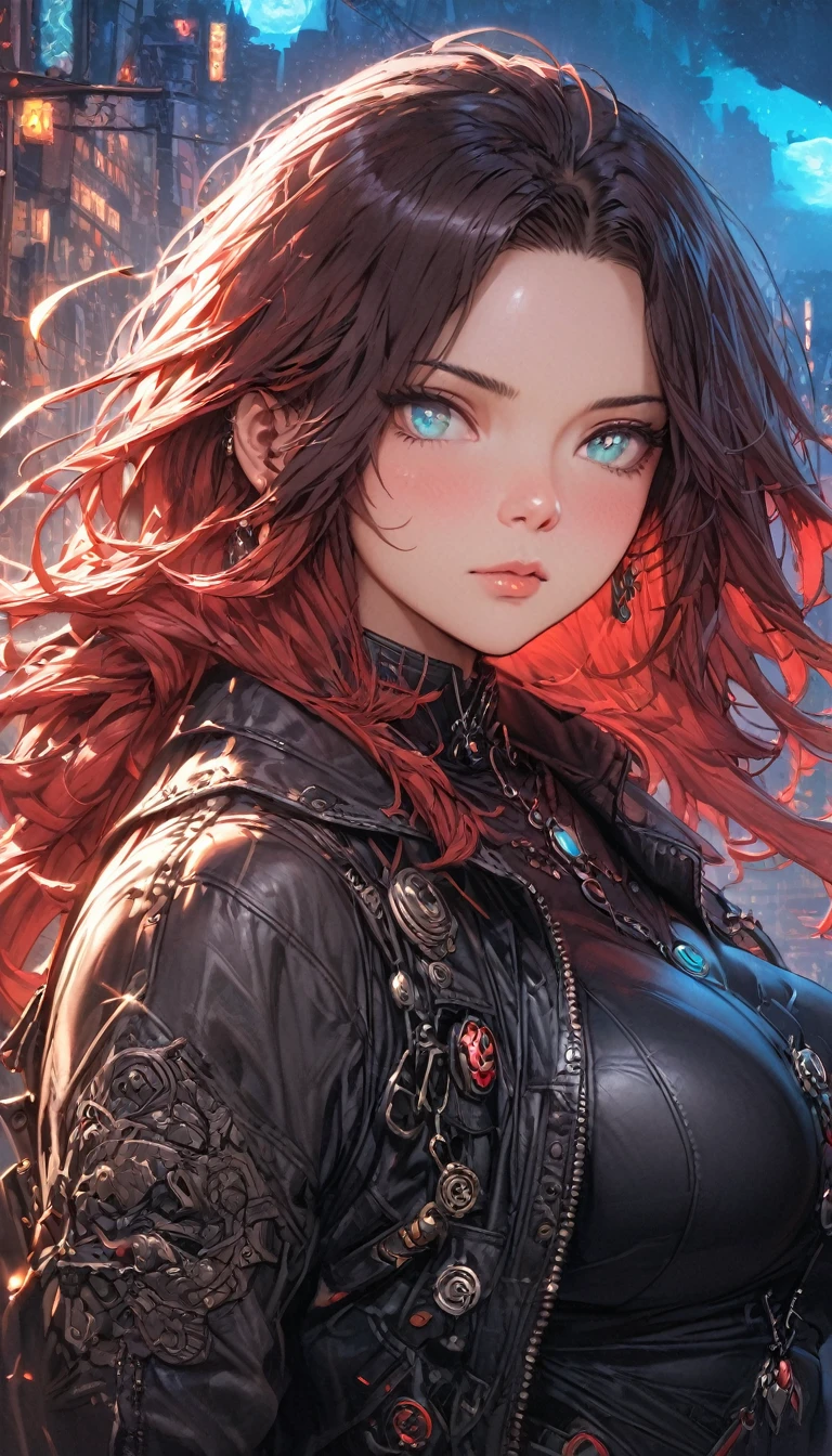 best quality,4k,8k,highres,masterpiece:1.2),ultra-detailed, extremely detailed eyes, extremely detailed body, (large masterpiece digital art), (detailed manga illustration), (detailed line art), ((perfect anatomy)), (intricate details:1.3), (ultra-detailed:1.3), (illustration:1.3), (sharp focus:1.3), (natural lighting:1.05), (vivid colors:1.3), (masterpiece), (best quality:1.4), (perfect anatomy:1.4), high quality, expressive eyes, full body, detailed face, beautiful face, perfect face, 1 girl, muscular, tall girl, large breasts, long hair, light brown hair, straight hair, low ponytail, detailed hair, ((casual clothes)), grey t-shirt, (vest), open vest, (blue pants), denim pants, pale skin, aquamarine eyes, splash art, curvy, black combat boots, cinematic lighting, dramatic atmosphere, Atey Ghailan, Jeremy Mann, Greg Manchess, Antonio Moro, trend in ArtStation, trend in CGSociety, Intricate, High Detail, Sharp focus, dramatic and photorealistic painting art by Midjourney and Greg Rutkowski, Jeff Bridges, ((cartoon style)), Marvel Cinematic Universe style, (((Night sky in the background))),