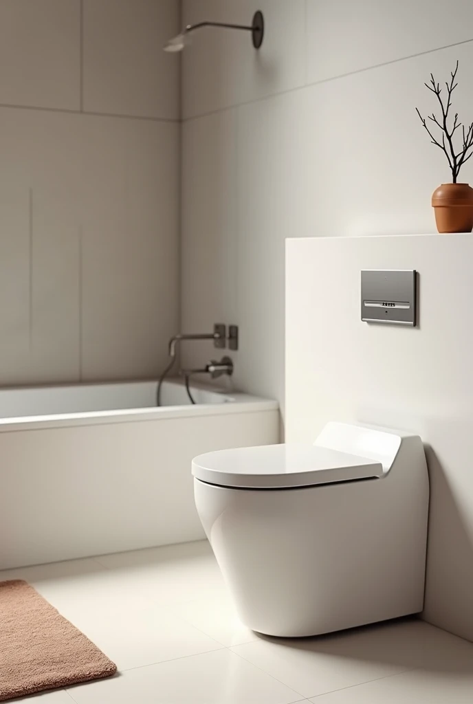bathroom、Smart toilet，Built-in bathtub，Simple wash basin、bathroom柜，Cute floor mat，