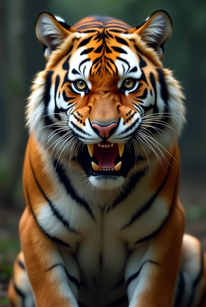 The tiger is fearsome and fierce. 