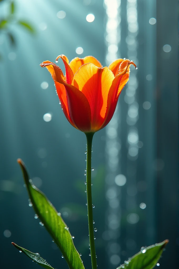 A flower while showering