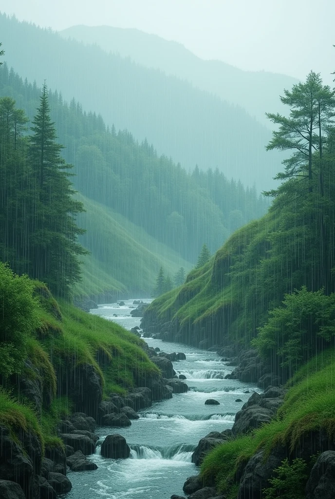 Cold nature soothes the heart of rain and beautiful scenery