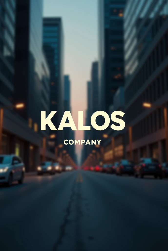 Create a logo for a men's urban sneaker company, with creative style, modern, urban, with the name KALOS, With blurred city background, and the company name stands out.