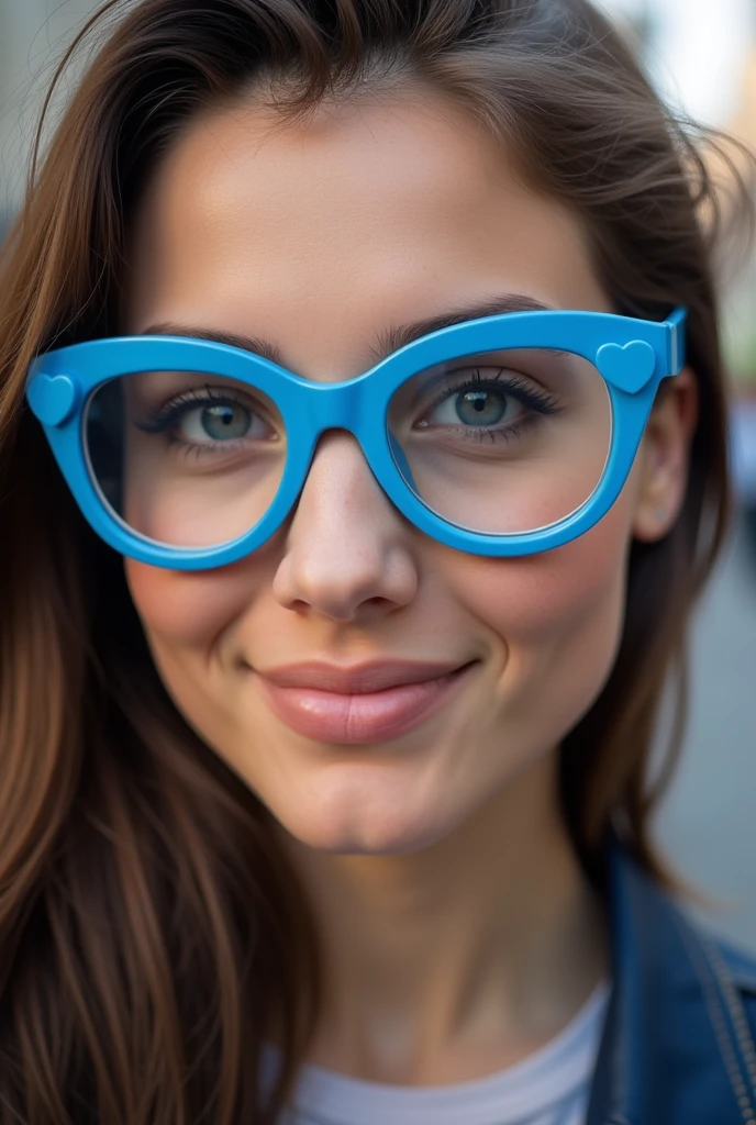 Blue glasses with heart on the temple