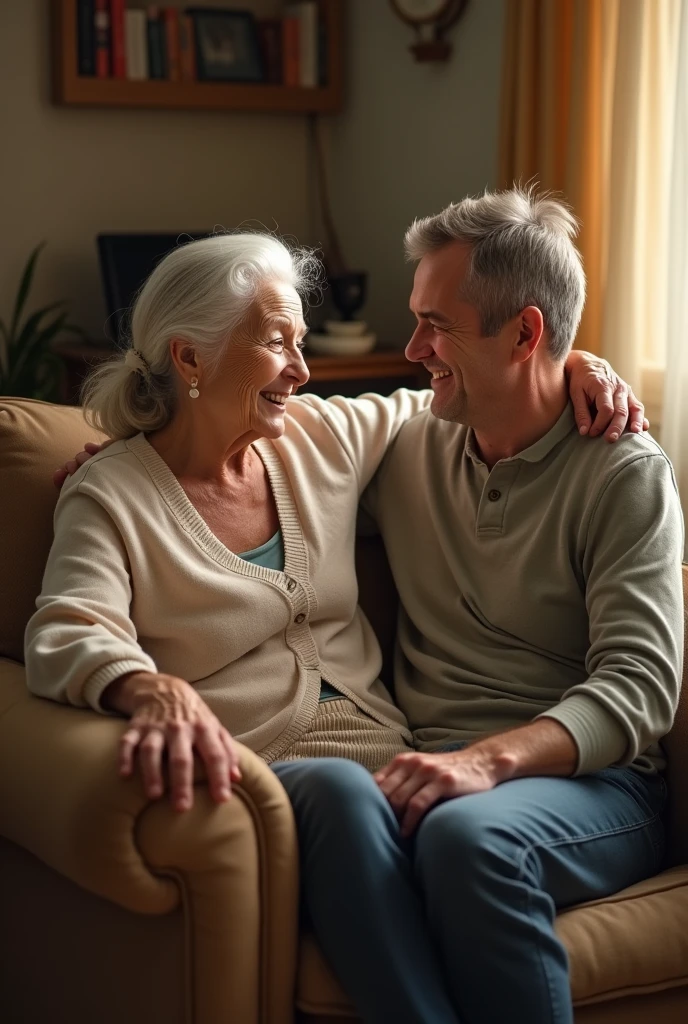 Grandma se sit here to young man