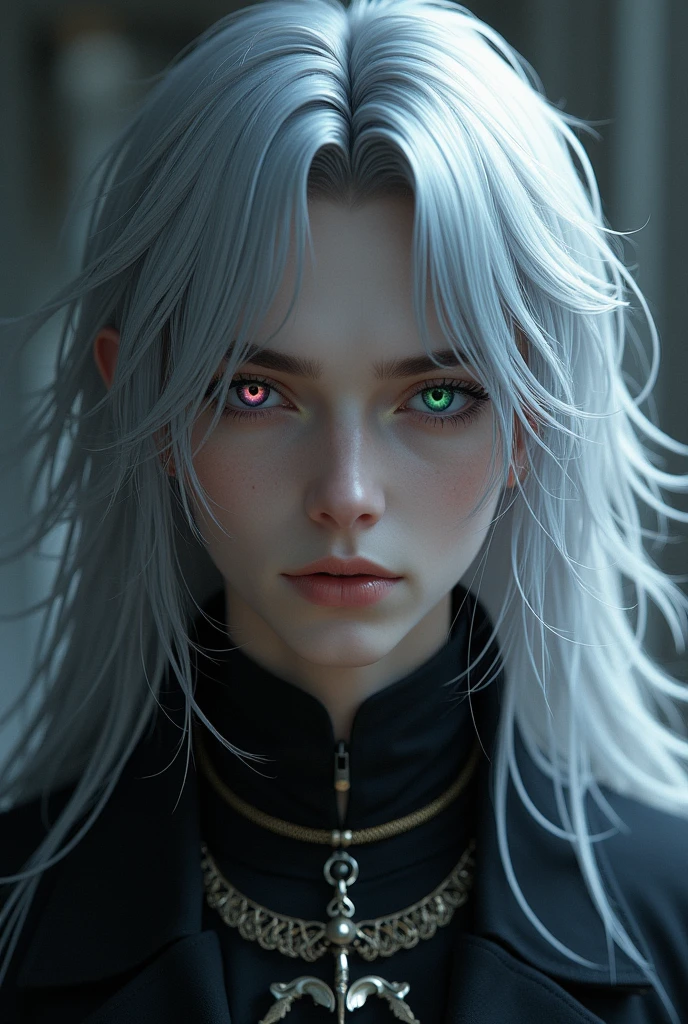 heterochromia＋Right Eye Color Left Eye Color Silver Hair Male
