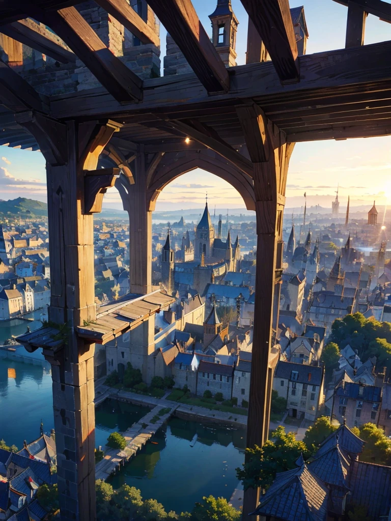 A medieval town、、View of the city from above
