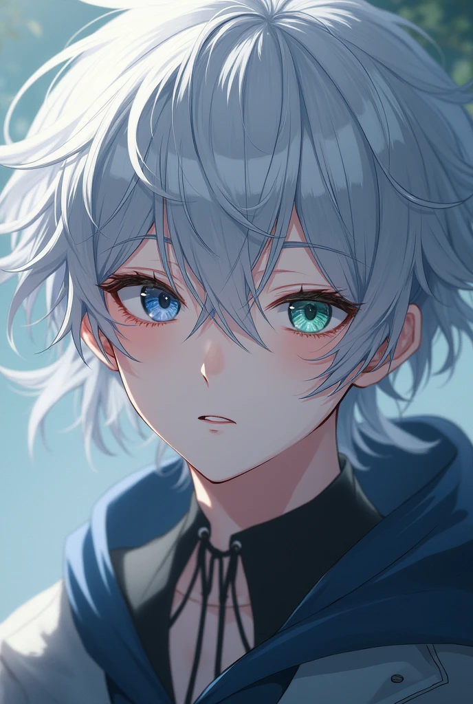 heterochromia+Right eye color Left eye color Silver hair Young man
