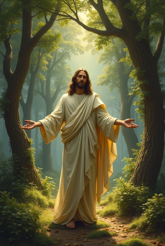 Create Jesus of Nazareth art with trees
