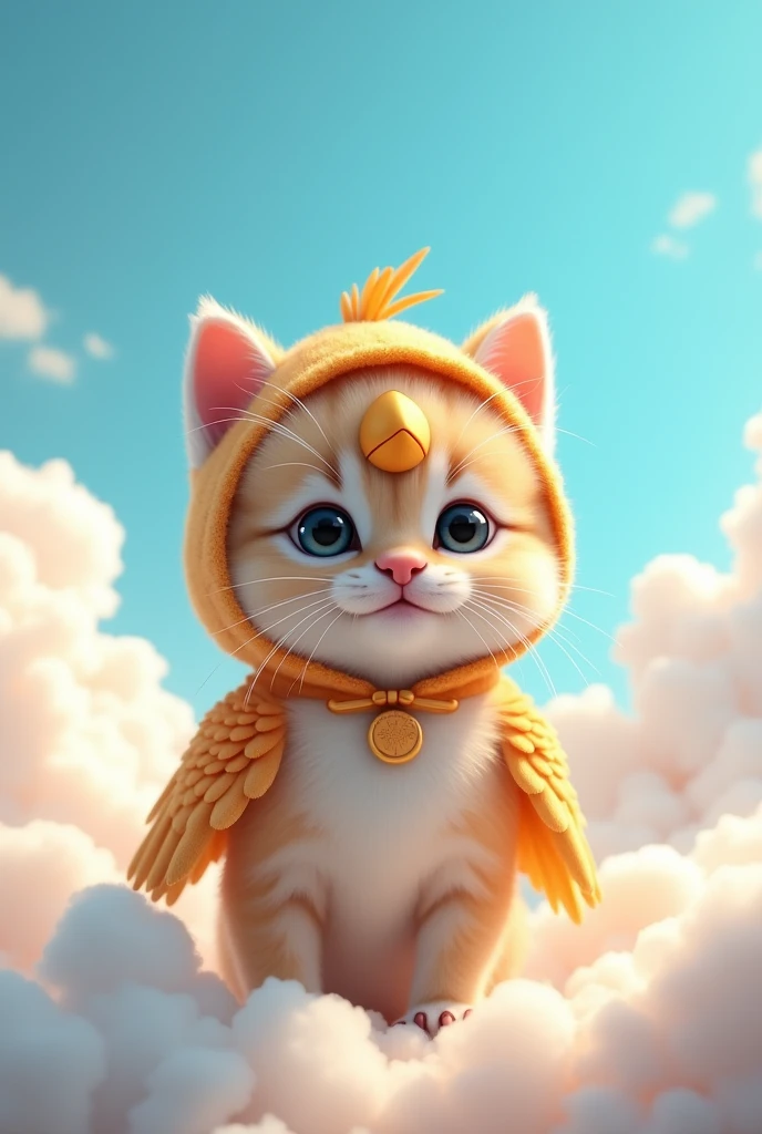 kitten cute Bird costume Sky background Real