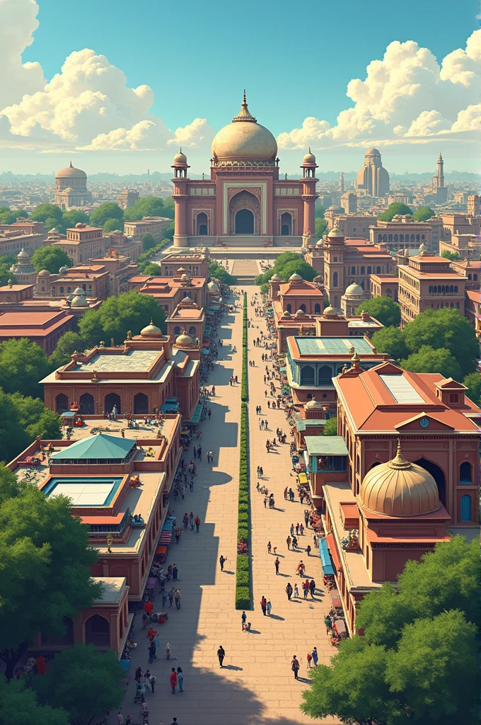 Create a illustration of The most popular places in ahemdabad in botam one line.