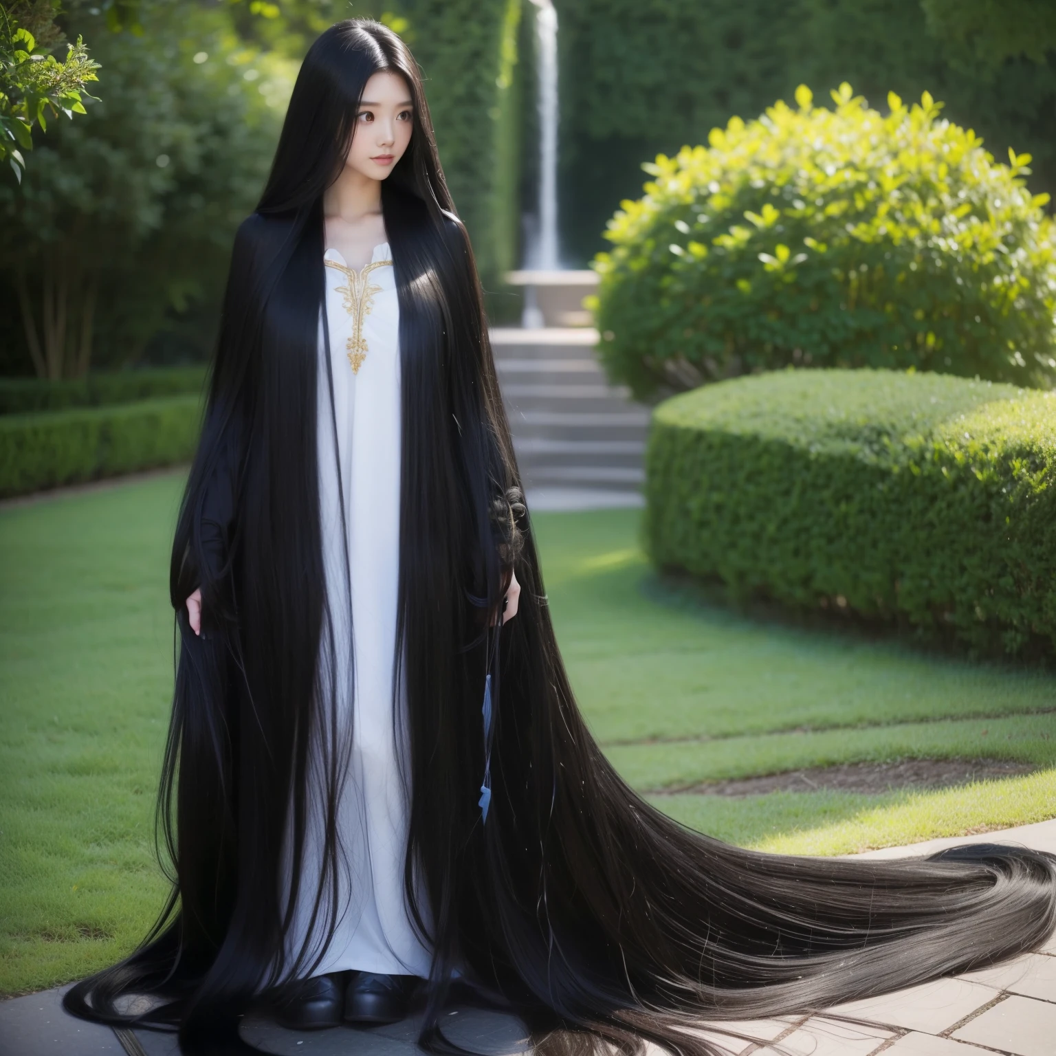 Super Long Hair Contest Winner、Full body photo、Head to toe photos、Taken from about 4 meters away、ultra-realistic、The longest black hair in the world、Hair longer than Rapunzel、She has very long black hair that covers her entire body...、Hair that is shampooed every day is so beautiful、I's hair isバラの香りがして、My very long black hair makes me look sexy.、My charm is my long black hair、Long black hair is a symbol of beauty、I'I am proud of my long black hair、This long hair length and volume is admired around the world.、Her very long black hair is fanned out、Smooth black hair that flows from shoulders to floor、I have a lot of hair、Cover the entire bed with hair、Hide your hands with your long hair、Hide your fingers with your long hair、A storm of black hair about to overflow from the screen、,Full body photo,超Super long hair、naked、the most Beautiful Hair in the world、Lie on your back in bed、Long hair covering her vagina、White underwear or naked、Cover the whole body with straight hair、Very beautiful face、beautifully styled black hair、Very large amounts of hair、Super long hair that accentuates femininity'sexly、Slim figure、Beautiful and shiny hair、Bright lighting、Professional Lighting、Full body photo、Black hair contest winner、the place is a bedroom、My hair is reaching the floor and dragging、Full of black hair、She is leaning on the bed, Show off your long hair.、The bed is full of hair、Long black hair covers the whole body、Super long hair、Best image quality、highest quality、Highest Resolution、Ultra-realistic photos、Full body photo、1 girl、Very beautiful face、超Super long hair、Hair length(approximately)