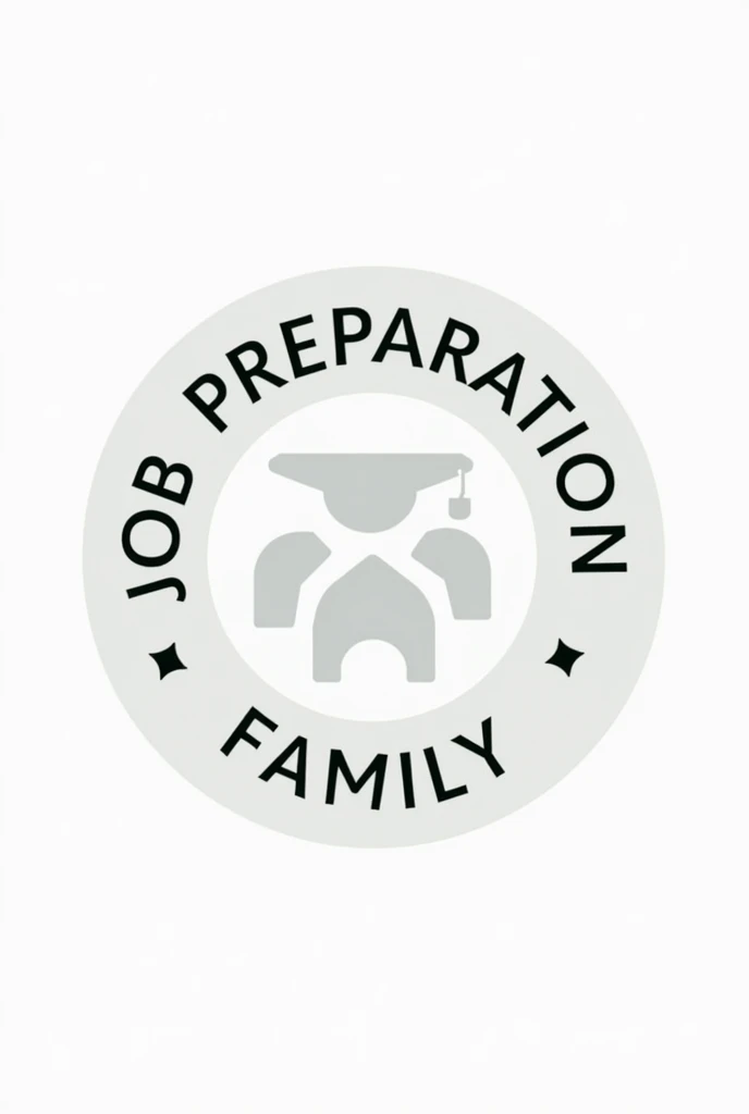 A Educational circle shape logo where must be written in capital letters  " Job Preparation Family". 
