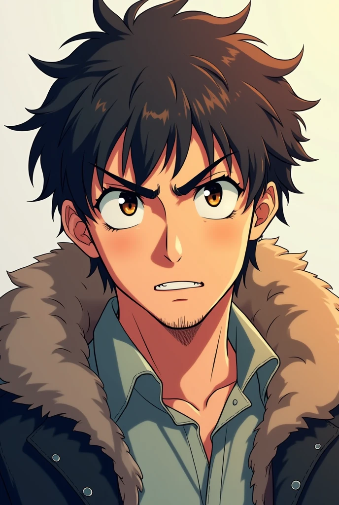 Create a anime cartoon face like psychology high value man with bear