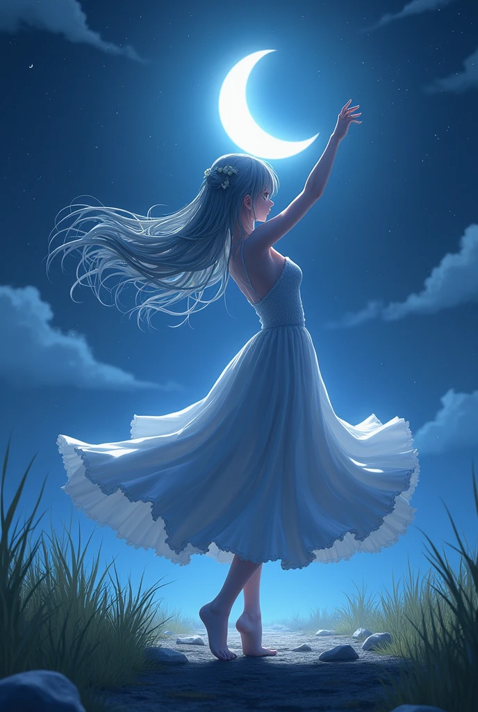 ayanami rei ultra realistic version under the moonlight doing dancer power