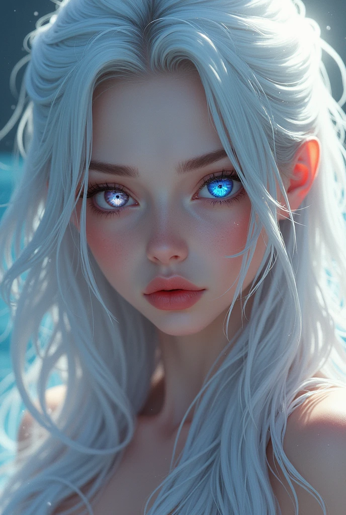 heterochromia+Right eye color Left eye color Silver hair Female Long hair
