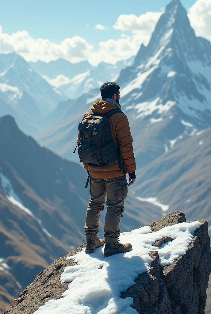 make it he is stand in mountain and looking to baitullah view