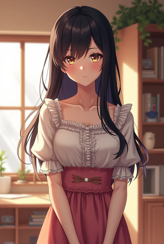 (Yor forger) from "Spy X Family" house wife dress, cute, beautiful standing 