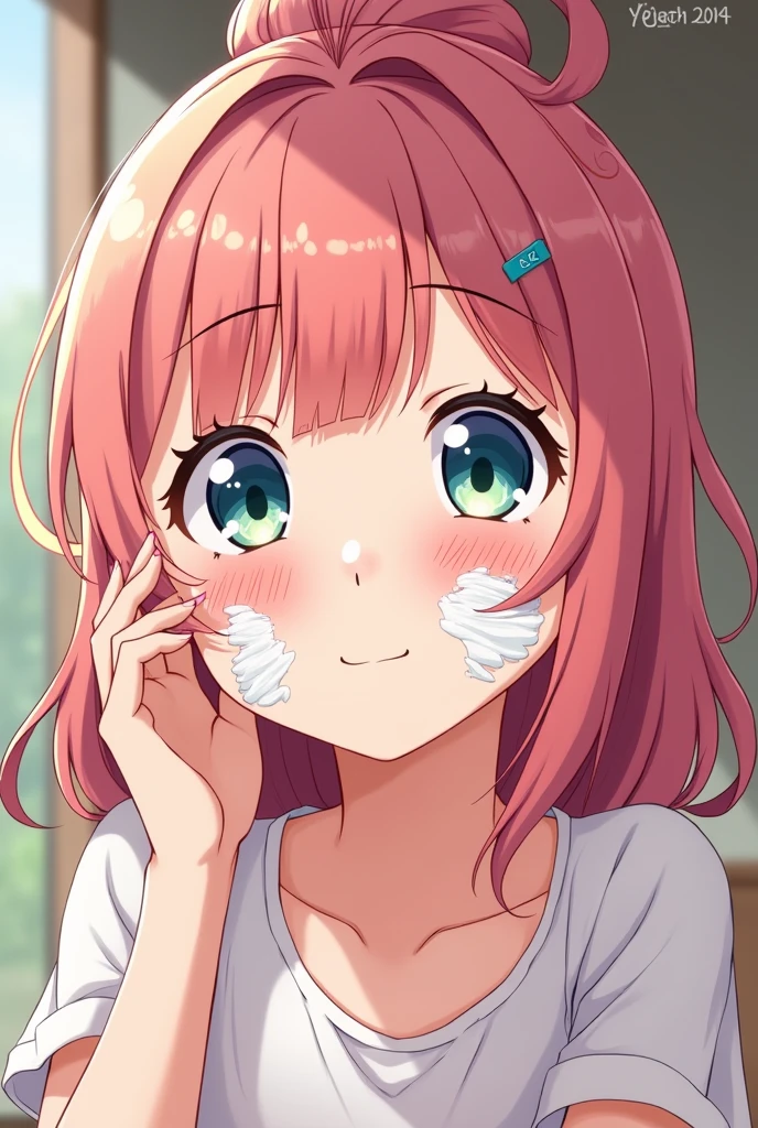 Anime girl with yogurt on her face