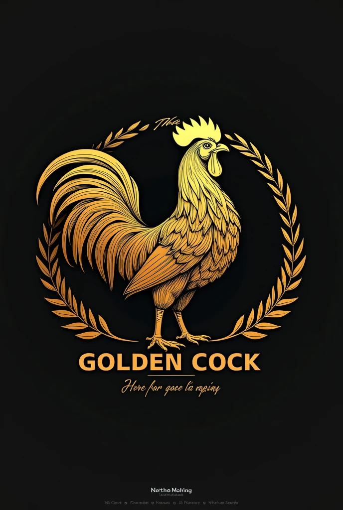 I want a named logo: the golden cock, with slogans : make every meal a delicious experience