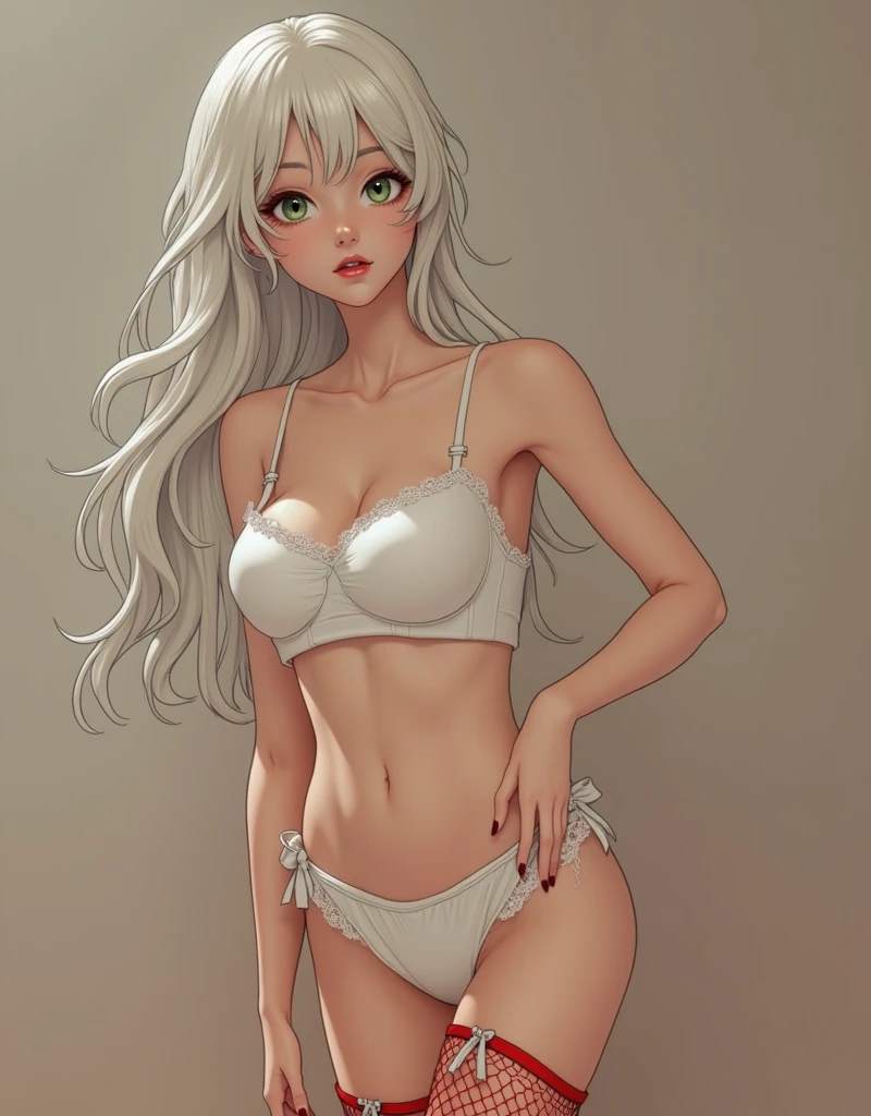 a beautiful age girl in white lace lingerie , sweet girl very thin and tall, , white hair with green eyes, wearing a small semi-fitting racer top in short fabric shorts fishnet stockings, sexy gaze, transparent thong, red fishnet tights with bows, green hair, (best quality,4k,8k,highres,masterpiece:1.2),ultra-detailed,(realistic,Photorealistic,photo-realistic:1.37),highly detailed,intricate details,chiaroscuro lighting,cinematic composition,Dramatic lighting,volumetric lighting (Peta Jensen pov), short red hair, green eyes, seductive look, Red lips, half open mouth, nurse nurse, tight white clothing, Blouse blouse, without the buttons, without bra, don't wear a bra, beautiful huge breasts (mamalhuda), wet and soft, hands resting on the leg, close from above, seen from the top, penetrating and sensual look, ardent and lascivious with a desire for pleasure, slightly wide hips, big ass, no panties, dress muy corto, 4k((((ultra illustrated style:1.0)))),Best Quality,best animated,masterpiece,ray tracing, global illumination,white lace,head, Valley type I,neckline,transparent,1 girl, Alone, standing, outdoor, cowboy shot,looking at the viewer,dress,masterpiece,the highest quality,Underground clubhouse,cloudy,on a stage,The men in the audience are watching,Blonde girl doing sexy pole dance,lean forward,stick out the buttocks,Open your legs,Pole dancer,Long hair,hair flutters,the hair is disheveled,green eyes,Breasts protrude、Navel ejection、Sexy red dress,I do not wear underwear,Thigh Garter Belt,Medias negras transparents,Ropa mojada y transparent,Female genitalia can be seen through,pubic hair,my crotch is wet,shy look,Red face,a small smile,open the mouth,perspiration,smoky,Spot light,Indirect lighting,mystery,Pieces of light fly,full body seen,low angles(((fire elemental goddesses))), (((close up))), (((urban city environment))), (((difusoe colors))), (((RGB)))