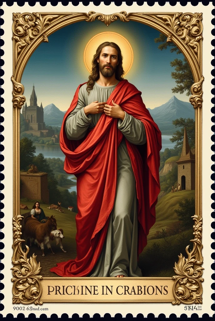 Christian Art Commemorative Postage Stamp 58mm x 98mm of Christian Period Painting