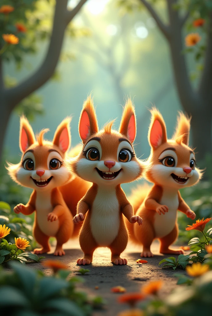 Need 3D animation style"Unlikely Heroes**: Create a narrative where a group of underestimated squirrel come together to prevent a disaster and prove their worth.