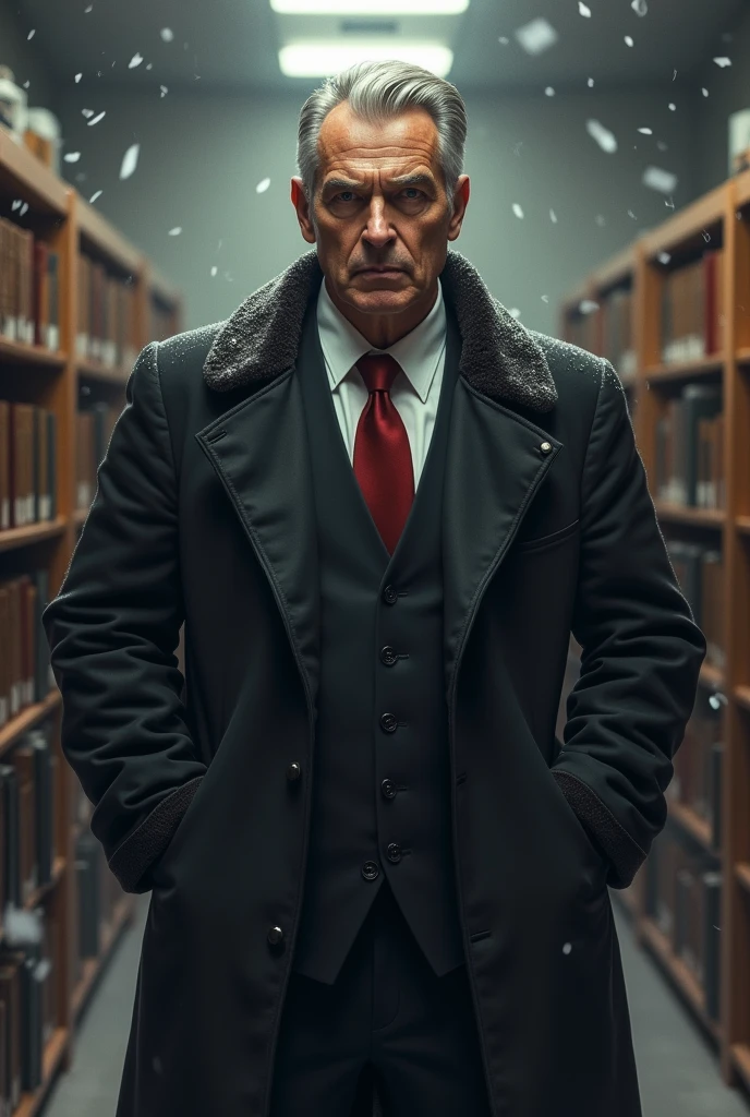 50 years old man work as high school boss of all principal that is ambitious and strict to staff and students. At the same time he always want to have sex with the female teachers and principals. His cloth during winter