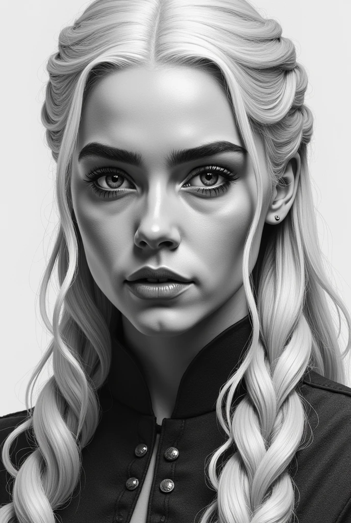 Portrait charcoal pencil drawing of Daenerys Targaryen