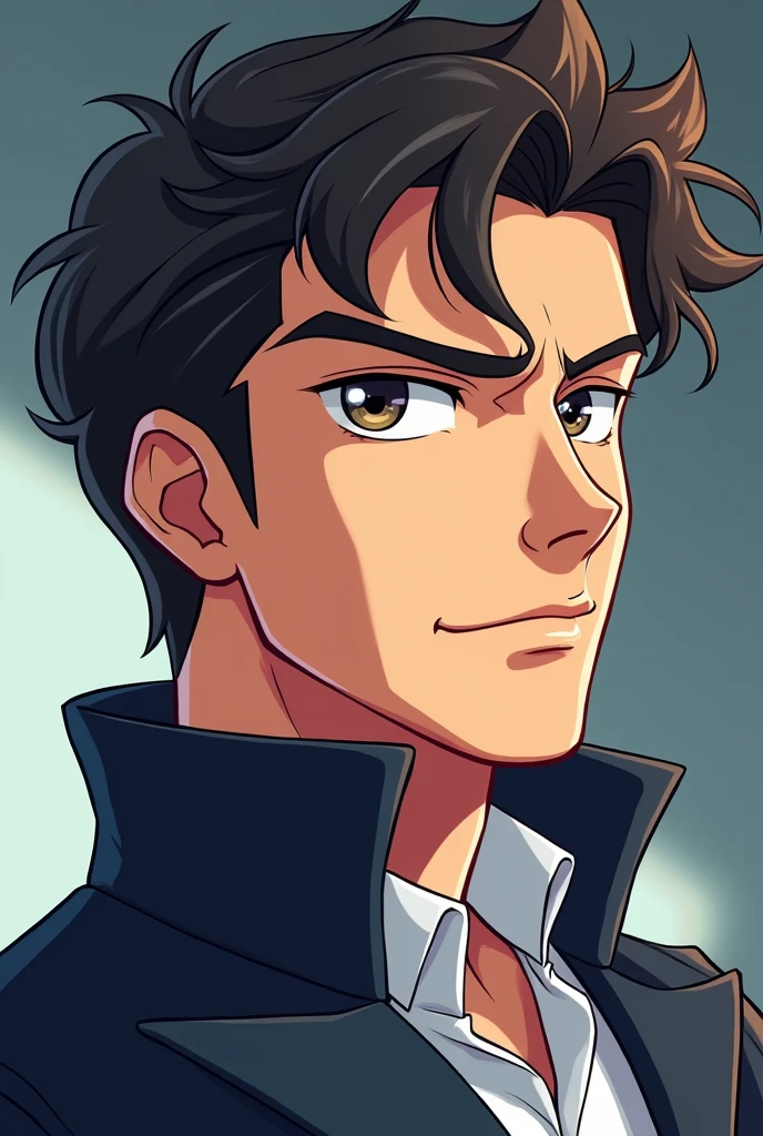Create a anime cartoon face like attitude high value man