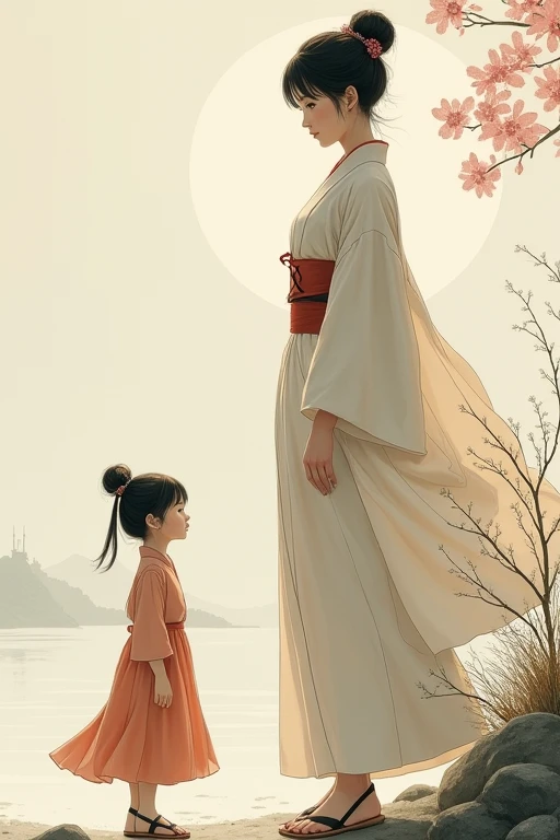 ((best quality)), ((masterpiece)), (detailed),  A short Japanese girl grows up to be a tall girl.