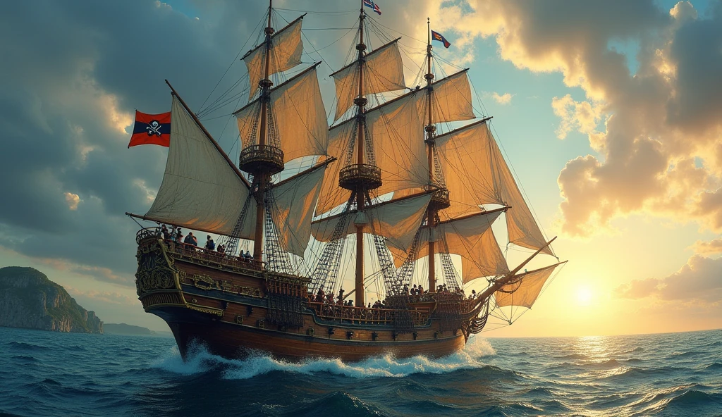 create a vintage pirate ship hd wallpaper
