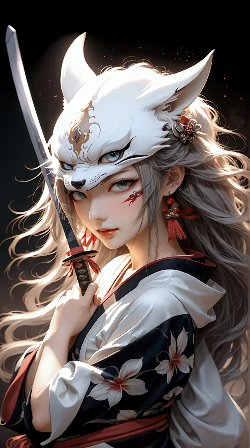 (Japanese sword &reference;Muramasa 2&reference;.2)Two beautiful women、Japanese swordを持った女性、Shinobi Costume、Warrior、Clear Eyes、{Arm tattoo、Warrior、Realistic battle scenes、敵Warriorの返りBlood、Blood、High resolution、Highest quality、Very detailed、8k、background、