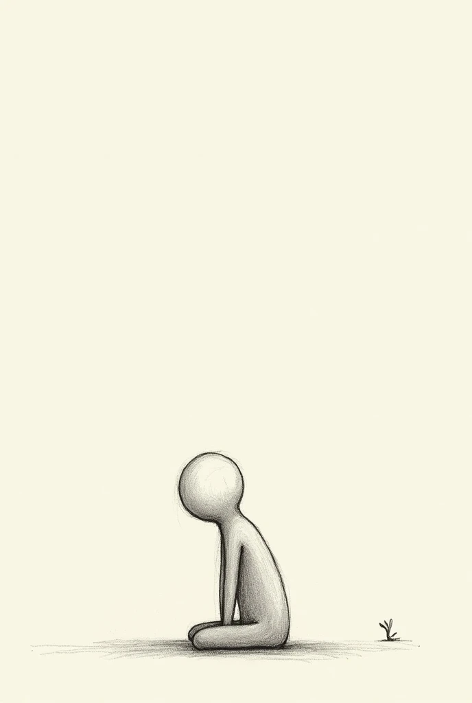 A very simple image of a sad drawing on paper, of a person