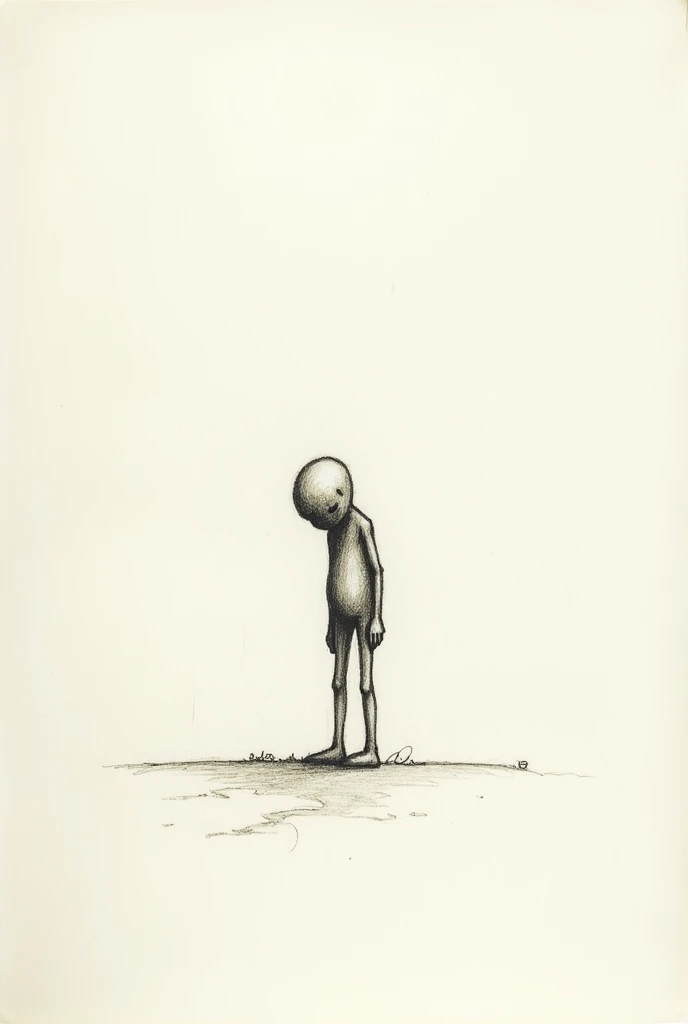 A very simple image of a sad drawing on paper, of a person