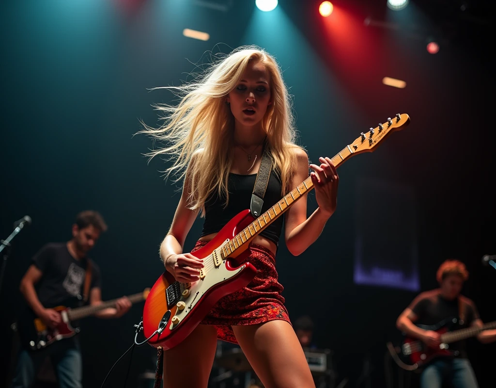 短いスカートをはいてPlaying guitar on stage金髪の女性, Portrait by Dave Melvin, pexels, Free Image, Playing guitar on stage, live concert photography, Dreaming Rock Girl, 2 0 1 2, 2012, 2 0 1 1, 2011, Beth Cavener, Perform on stage, rectangle, concert photography, Lockout