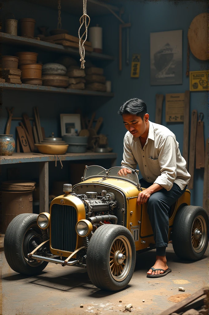 Khmer person making car