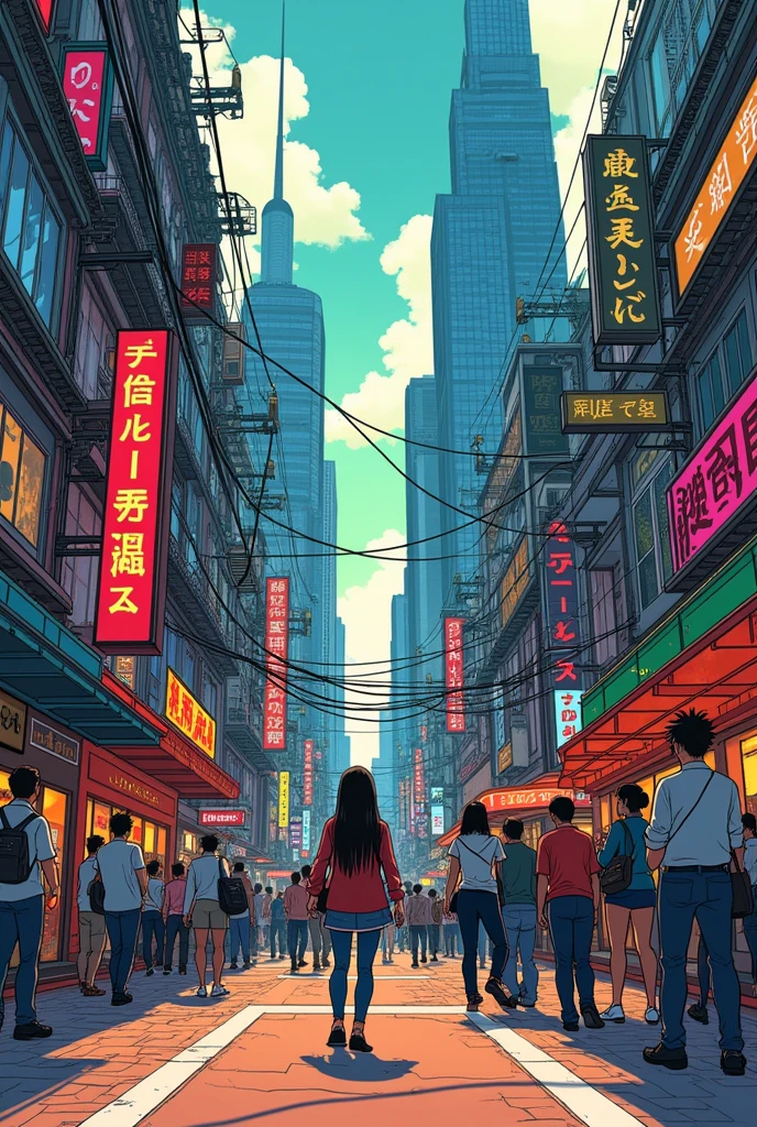 Manga style city drawing