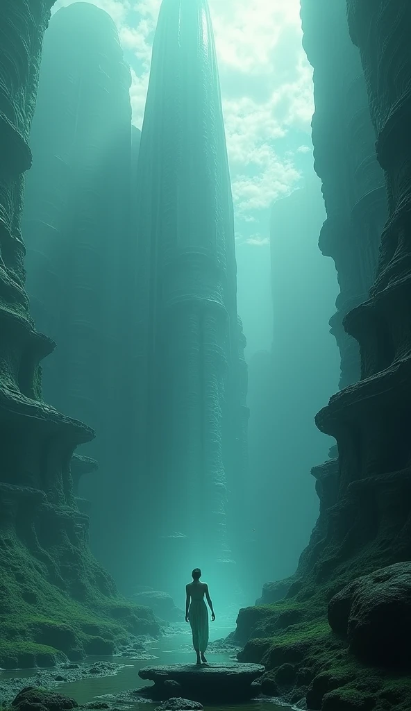 Atlantis，Film visual style，d4 light effect，Clouds and fog overlay，metallic feel，