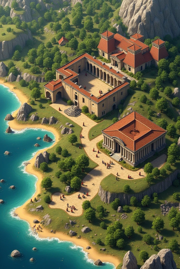 Create a campaign map for age of empires 2 definitive edition that is centered on a fantasy world resembling Europe and the Mediterranean with Roman decoration