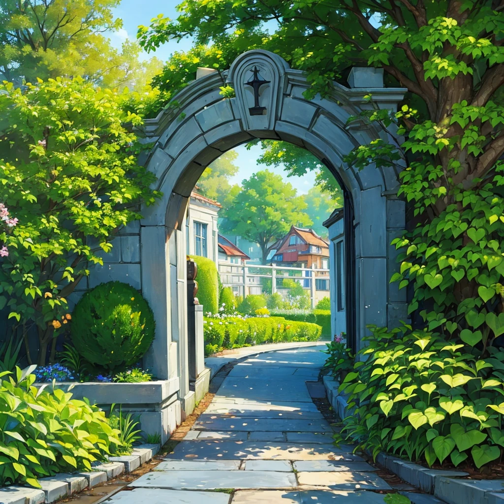 ((((No humans))))、Best illustrations、Best Quality、(background、city、garden)