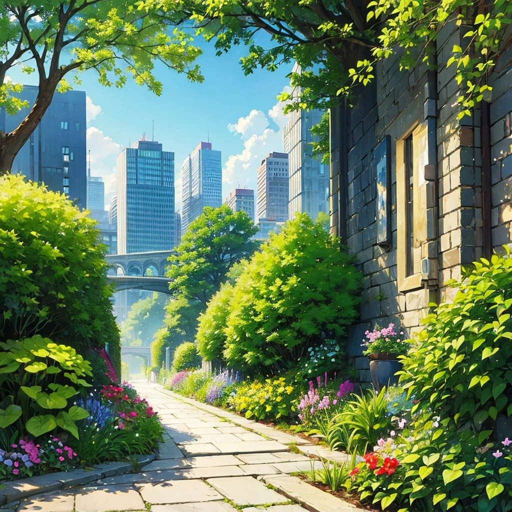 ((((No humans))))、Best illustrations、Best Quality、(background、city、garden)