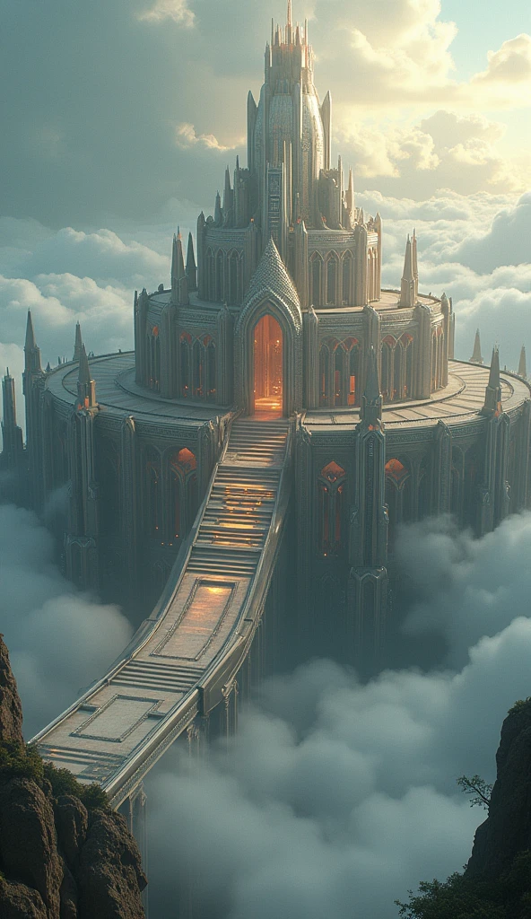 Atlantis,Royal Palace Building,metallic feel,Film visual style,d4 light effect,Cloud layering