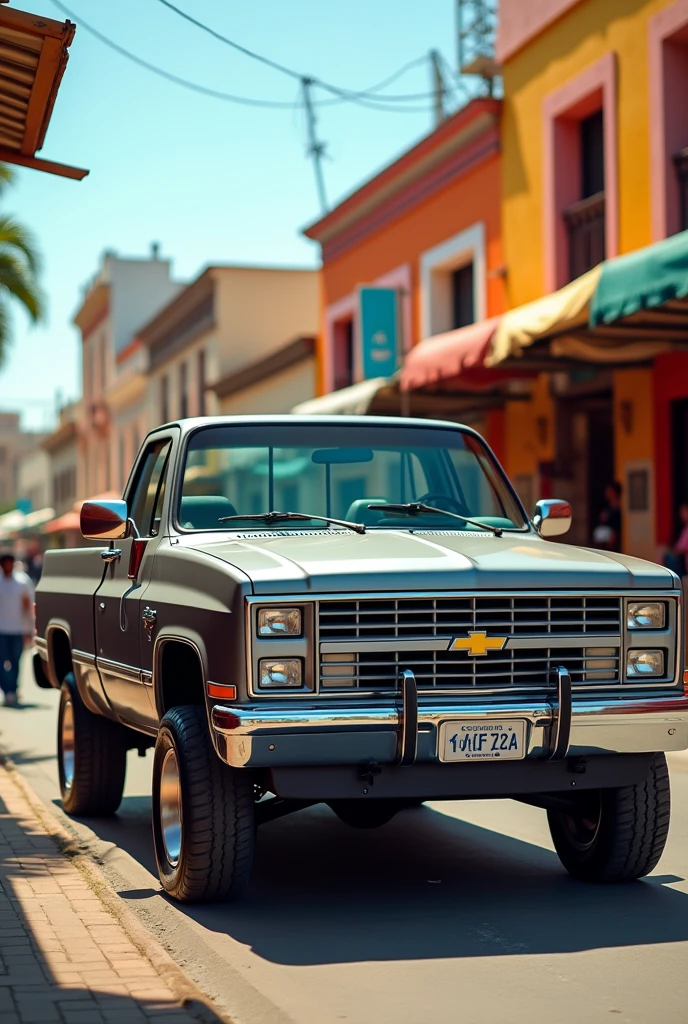 Chevrolet Astro gray pickup truck model 99 with chrome rims on the streets of Mexico