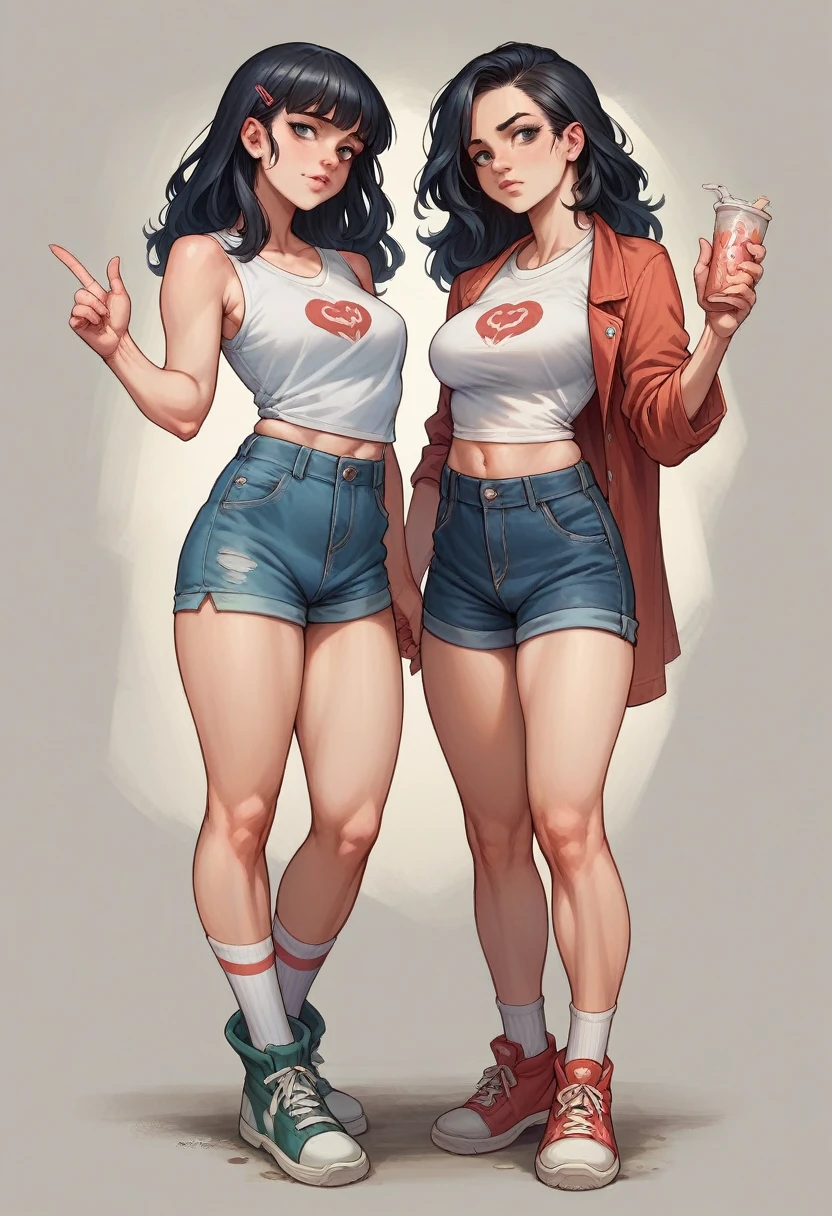

Generate a realistic full-body image of a 2 female with:

- Fair skin tone
- Long, straight black hair
- Facial features matching the uploaded image
- Anime-style body proportions
- 9:16 aspect ratio

Please create a high-quality, detailed image.

