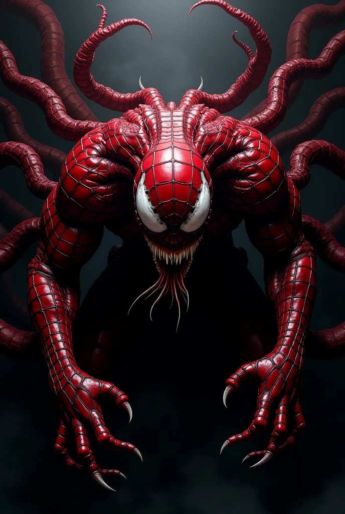 Create a high quality black wallpaper with Carnage in the middle 