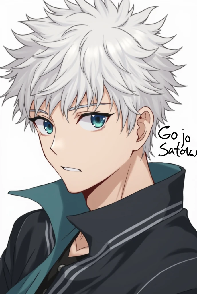 Gojo pfp with name written on back of it
