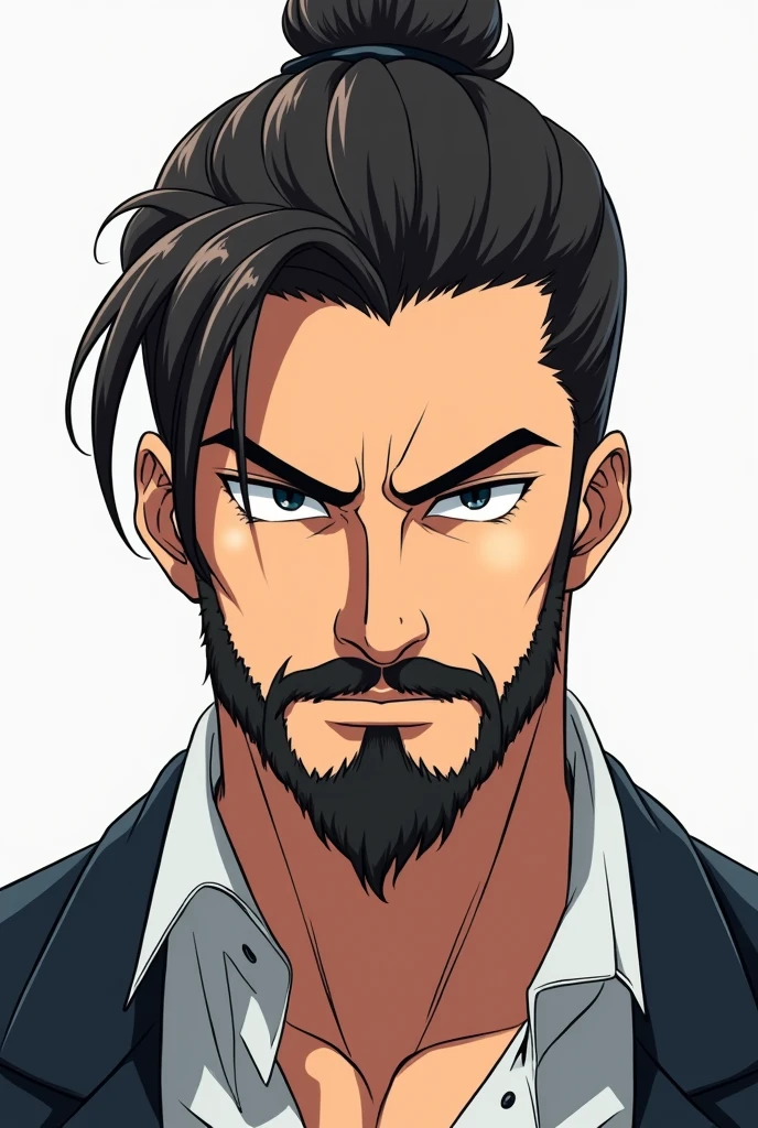 Create a anime cartoon face like attitude high value man
straight face with face low beard